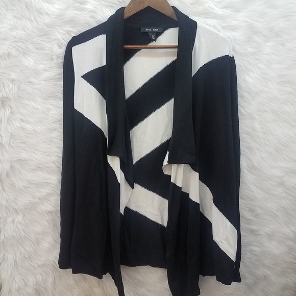 White House Black Market Sweaters - WHBM Black and White Open Front Cardigan